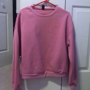 Shein Smiley Pink Crewneck Sweatshirt